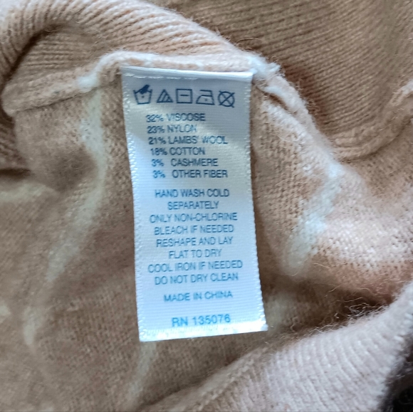 C. Wonder Tan White Striped Polka Dot Cashmere Wool Blend Sweater (S) - Picture 3 of 4